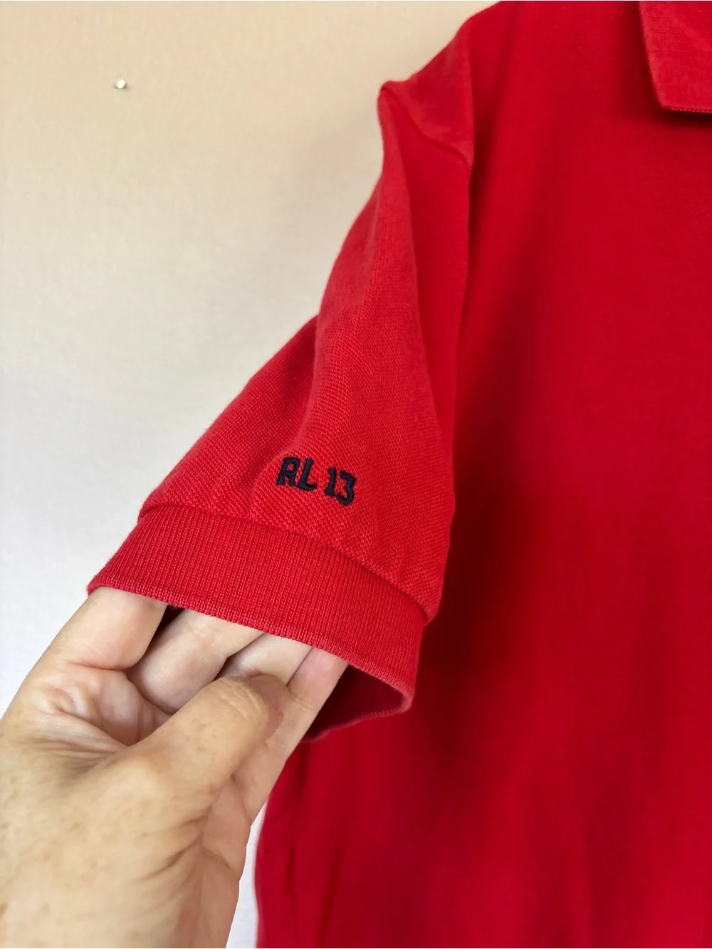 Ralph Lauren Red Short-Sleeve Polo with Embroidered Bear size L